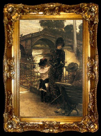 framed  James Joseph Jacques Tissot By the Thames at Richmond, ta009-2
